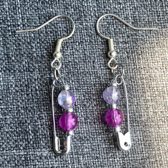 Eight Metal Beaded Gold Silver Dangle Earrings Unique Aesthetic Jewelry - Picture 3 of 9